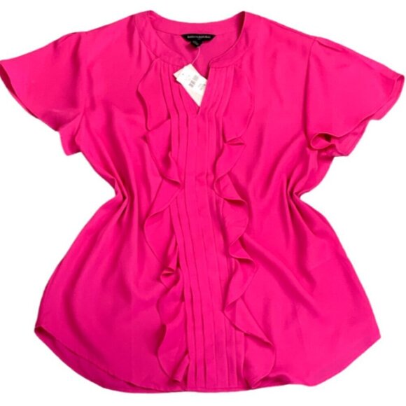 NWT Banana Republic Flutter-Sleeve Ruffle Blouse Sz Petite XS Pink #43K - Picture 2 of 7